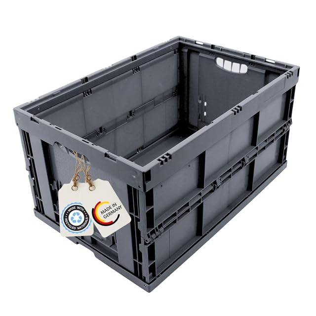 Bac pliant gris au format Euro DieKlappbox avec ses parois intérieures lisses