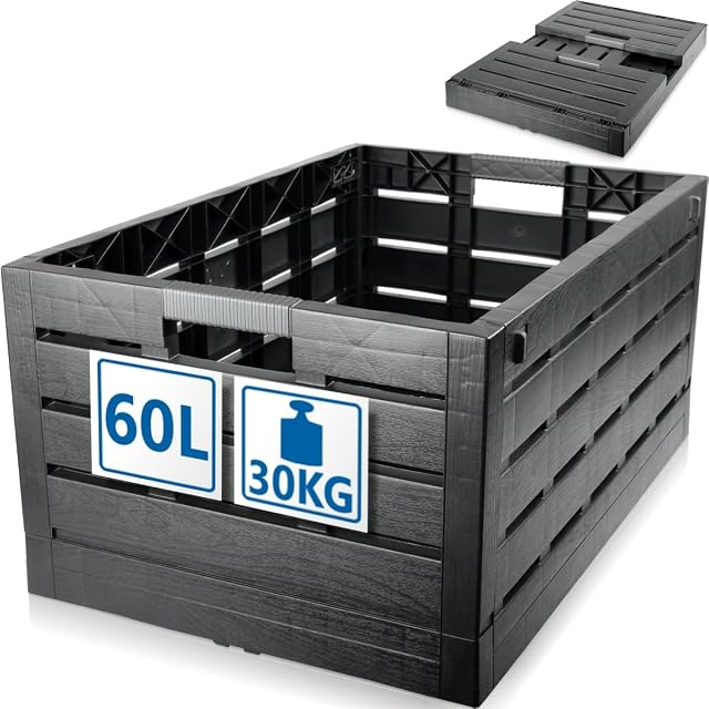 Bac pliant Stimo en plastique effet bois avec sa poignée moletée aspect aluminium