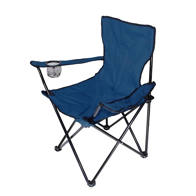 Chaise de camping pliante beige BEEK avec porte-boisson d’accoudoir et housse de transport