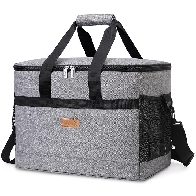 Sac isotherme pliant Lifewit gris de 30 litres avec une bandoulière