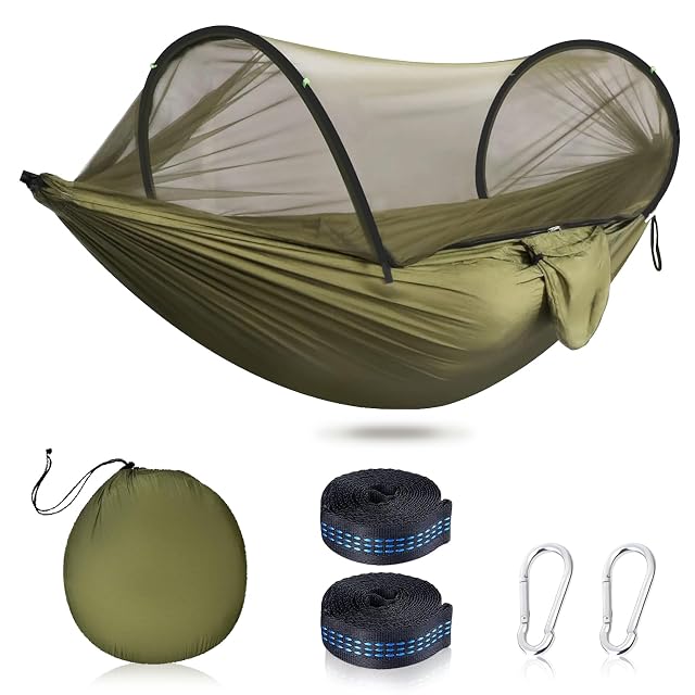 Hamac de camp XUNIVERS en nylon parachute avec une moustiquaire intégrée