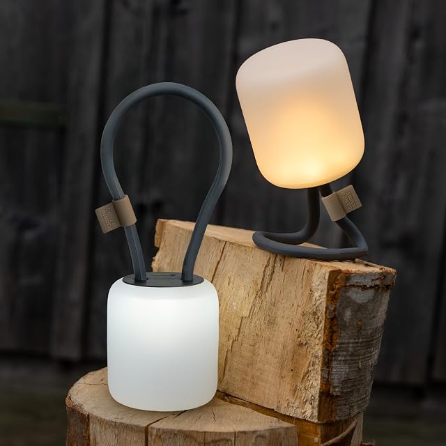 Lampe de camp Campo Libre LENI rectangulaire en silicone gris avec une anse souple