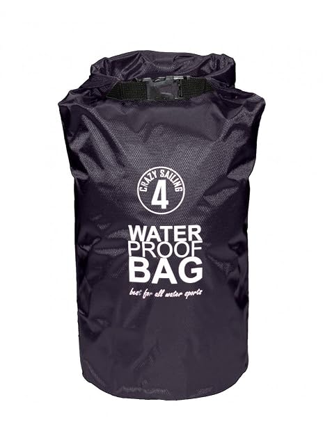 Sac étanche noir en ripstop crazy4sailing C4S, fermeture par enroulement refermée