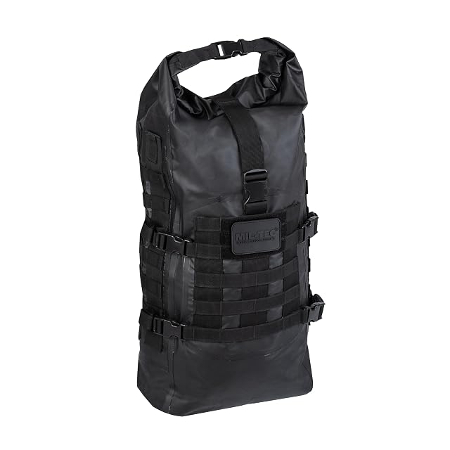 Sac à dos étanche à fermeture par enroulement Mil-Tec Seals avec ses bretelles rembourrées et ses sangles MOLLE