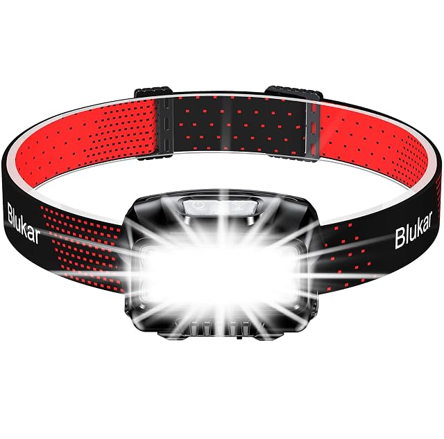 Lampe frontale rechargeable Blukar à LED COB avec variation continue et lumière rouge
