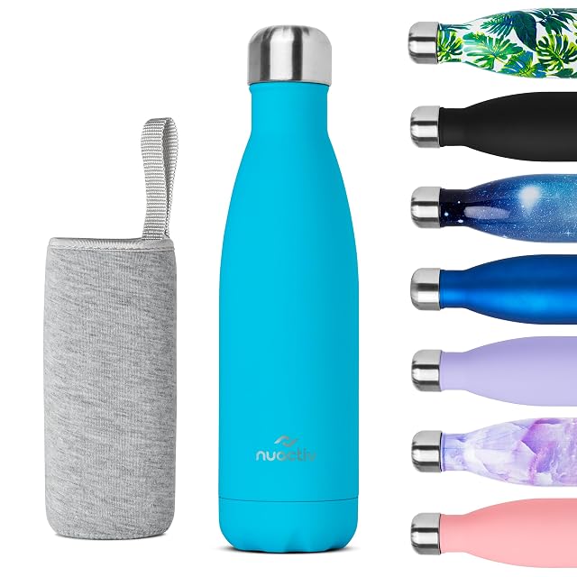 Bouteille isotherme Nuactiv de 500 ml en acier inoxydable avec sa housse de portage en coton