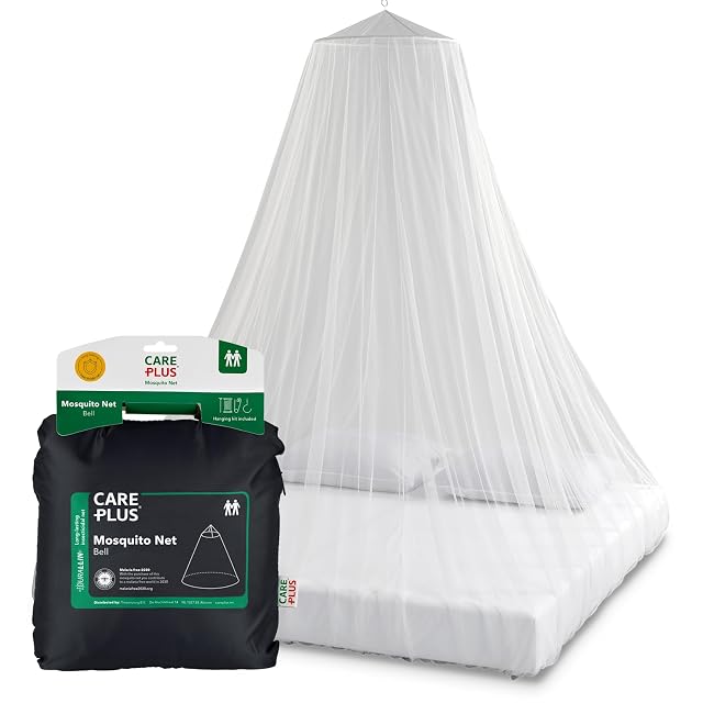 Moustiquaire Care Plus Bell Durallin suspendue en cloche au-dessus de deux couchages