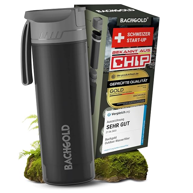 Bouteille filtrante outdoor BACHGOLD Selfpress noire, 500 ml