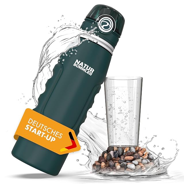 Gourde filtrante pliable NATURBUMMLER de 750 ml avec un mousqueton