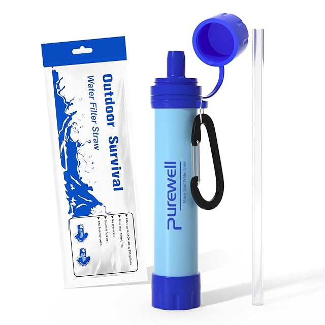 Paille filtrante outdoor Purewell avec un mousqueton