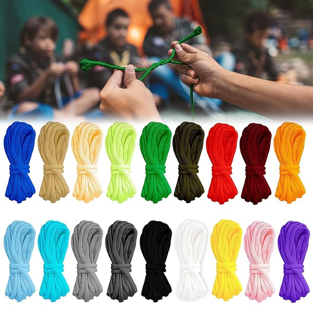 Coffret ANZOAT de dix-huit bobines de paracorde colorées de trois mètres