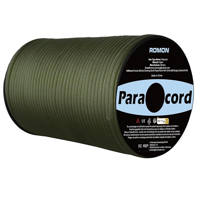 Paracorde Romon vert armée de 4 mm enroulée sur une bobine de 100 m