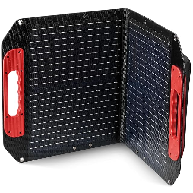 Module solaire pliant Einhell de 40 W avec des pieds dépliables, une poignée de transport et un câble XT60