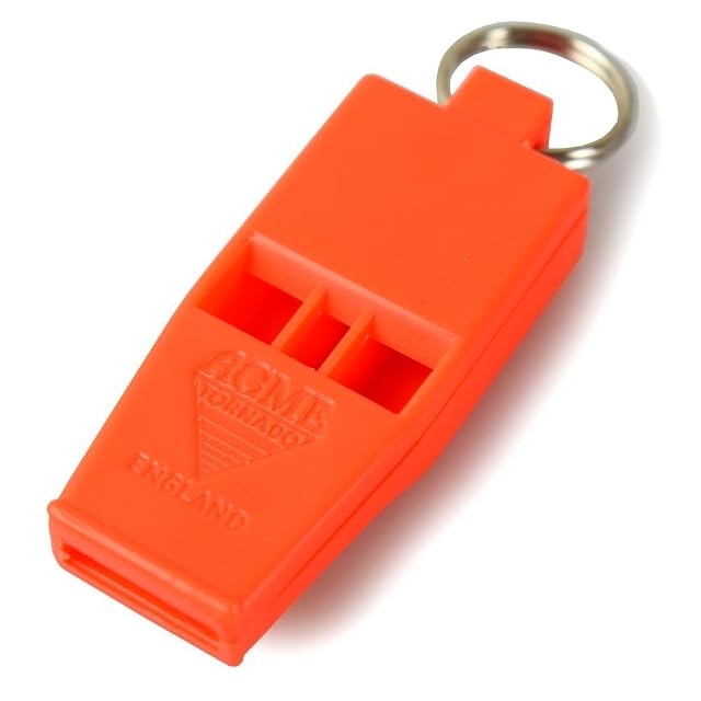 Sifflet ACME Tornado Slimline No. 636 orange fluorescent sur un porte-clés