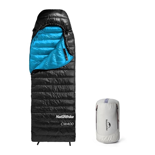 Sac de couchage en duvet ultraléger Naturehike en nylon 20D avec une capuche et une housse de compression