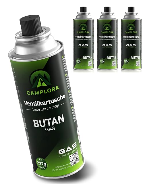 Lot de quatre cartouches de butane Camplora de 227 g à valve à baïonnette MSF-1a