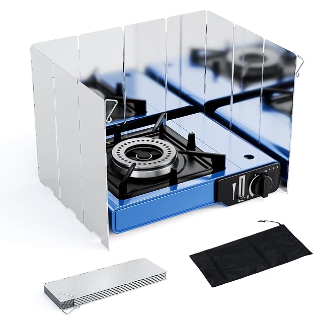 Pare-vent de camping pliant en aluminium Diswoe à dix panneaux avec son sac de transport