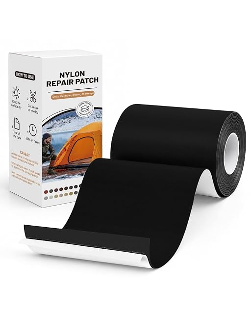Bande de réparation autocollante en nylon noir BOUYEER pour tentes et tarps