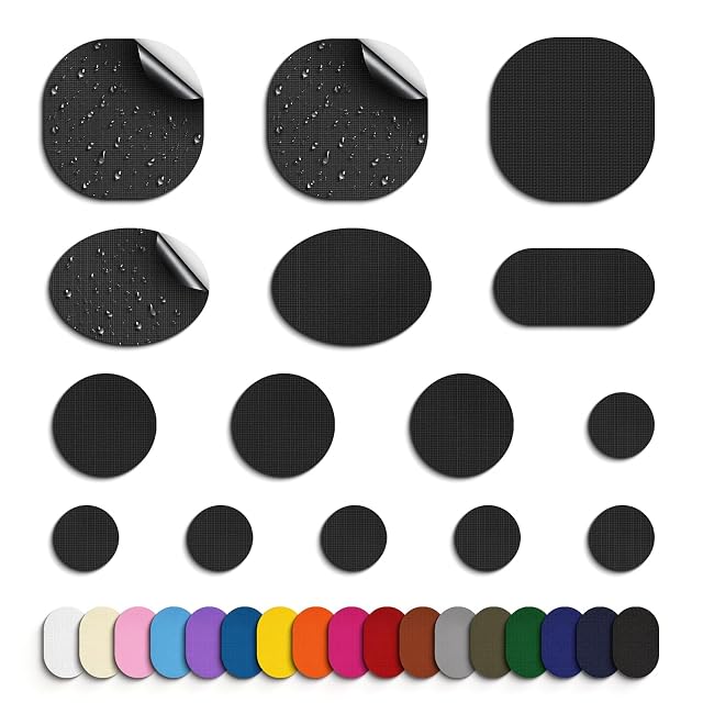 Lot Skystuff de quarante-cinq pièces de réparation autocollantes en nylon de formes variées