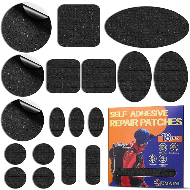 Pièces de réparation autocollantes en nylon prédécoupées umaini, de couleurs variées