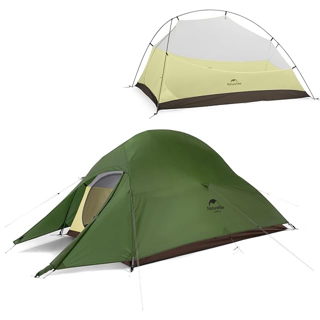Tente dôme deux places olive Naturehike Cloud Up Pro avec une structure d’arceaux en double Y
