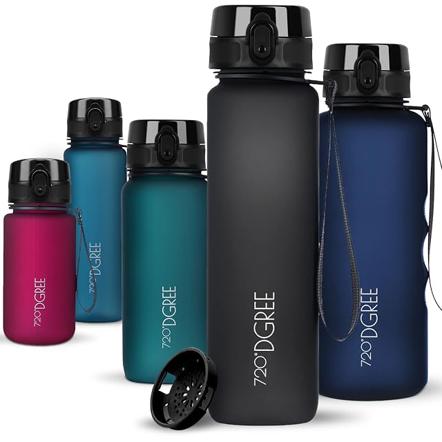 Gourde 720°DGREE uberBottle d’un litre en Tritan, avec bouchon sport et passoire à fruits