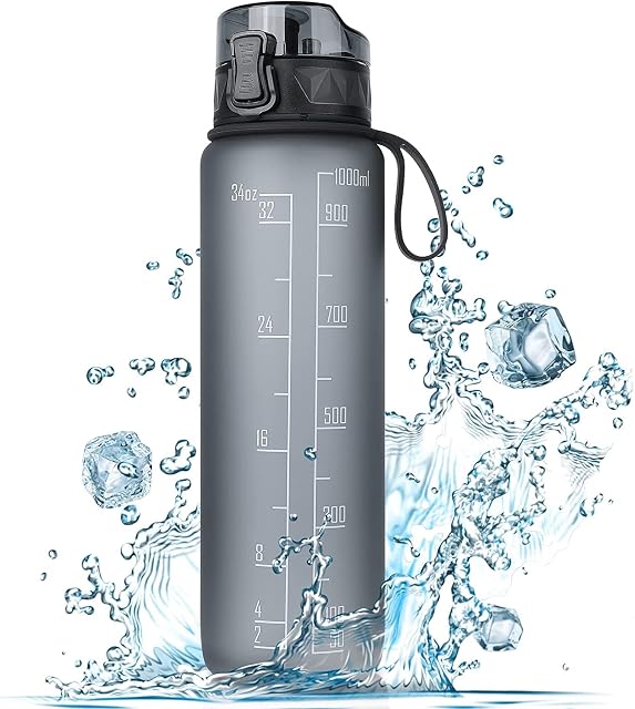 Gourde de sport FULDENT d’un litre en Tritan, avec prise caoutchoutée et bouchon à clapet