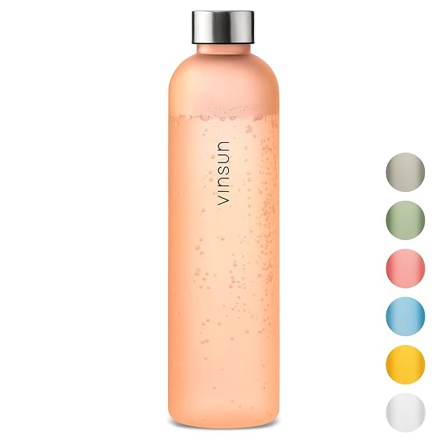Gourde Vinsun orange d’un litre en Tritan, avec bouchon à vis en acier inoxydable
